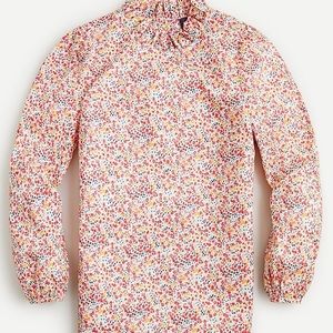 J. Crew Long-sleeve ruffleneck top in Liberty® Phoebe floral (Extra Small)